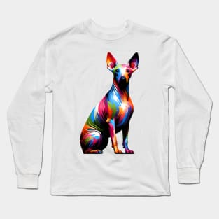 Bright American Hairless Terrier in Splash Paint Style Long Sleeve T-Shirt